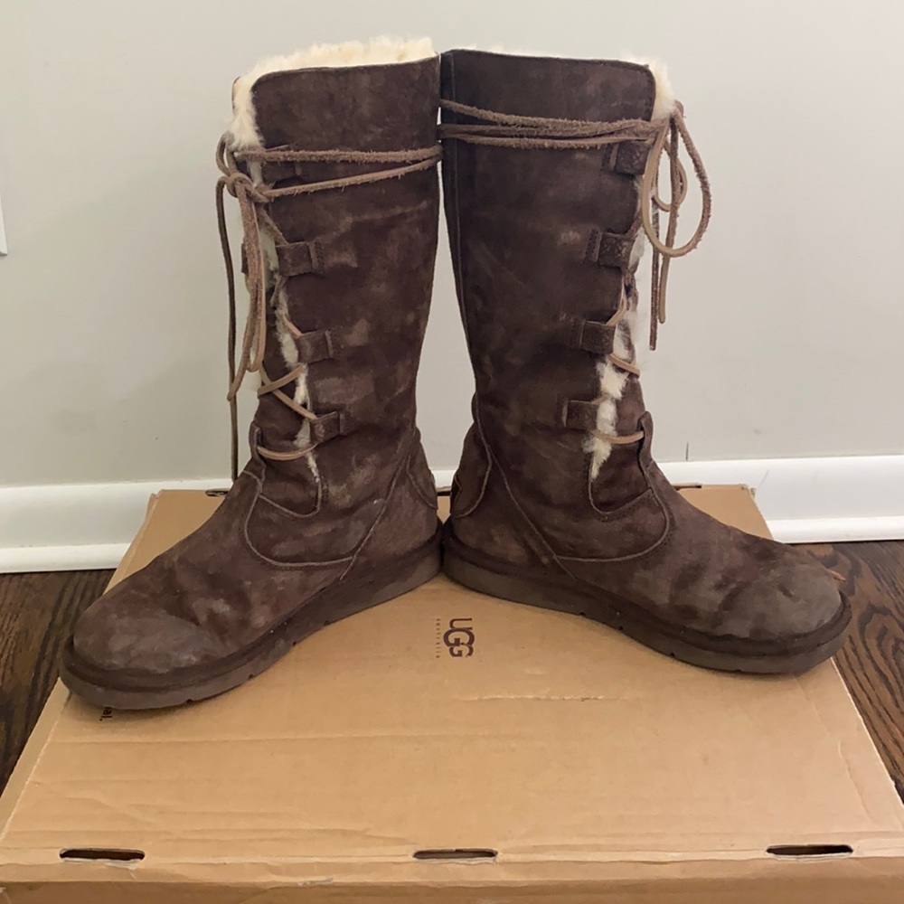 UGG Brown lace-up Whitley boots  - Size 8